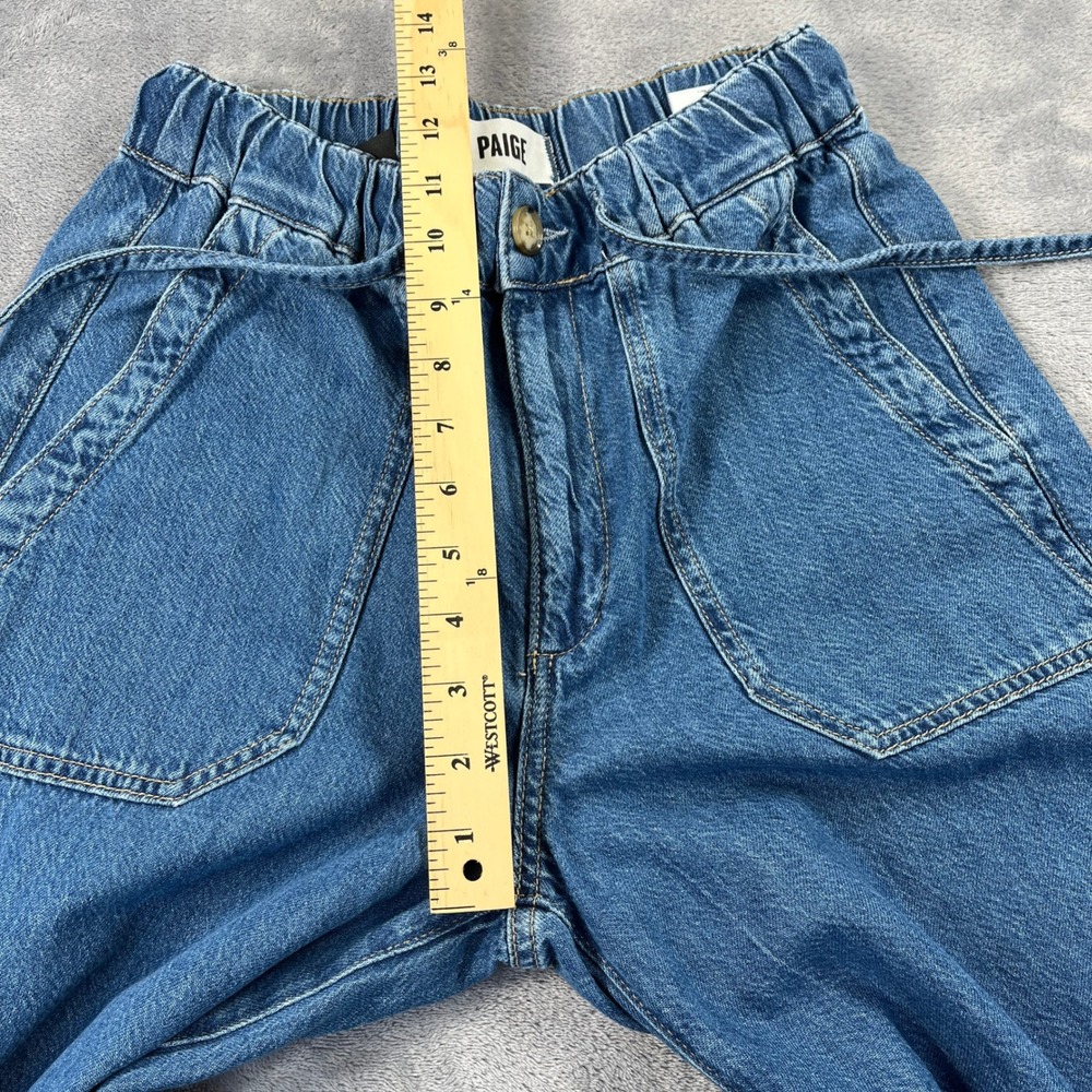 PAIGE Wide Leg Jeans Womens 26 Blue Petite Pull On Drawstring Denim Retails $259 - Picture 8 of 12